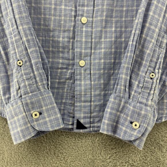 UNTUCKit Shirt Mens M Blue Plaid Brush Cotton Lined LS Button Front Collared - Picture 5 of 12